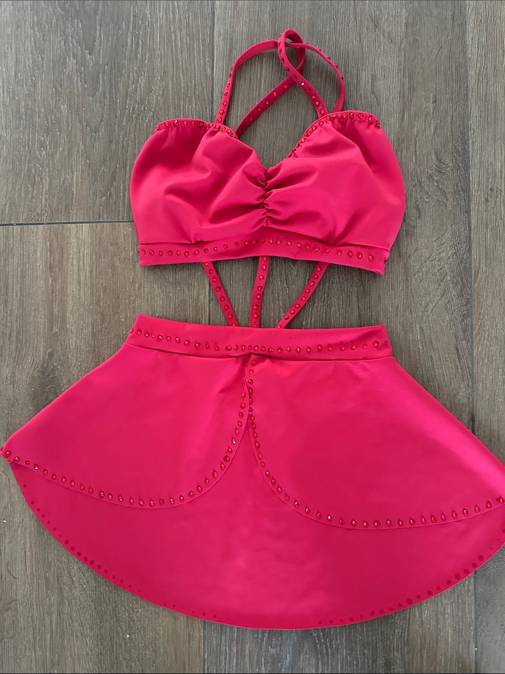 KELLE' Women's Hot Red dance outfit. Size medium adult.